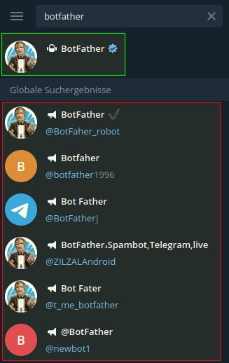 Telegram Bothfather suchen